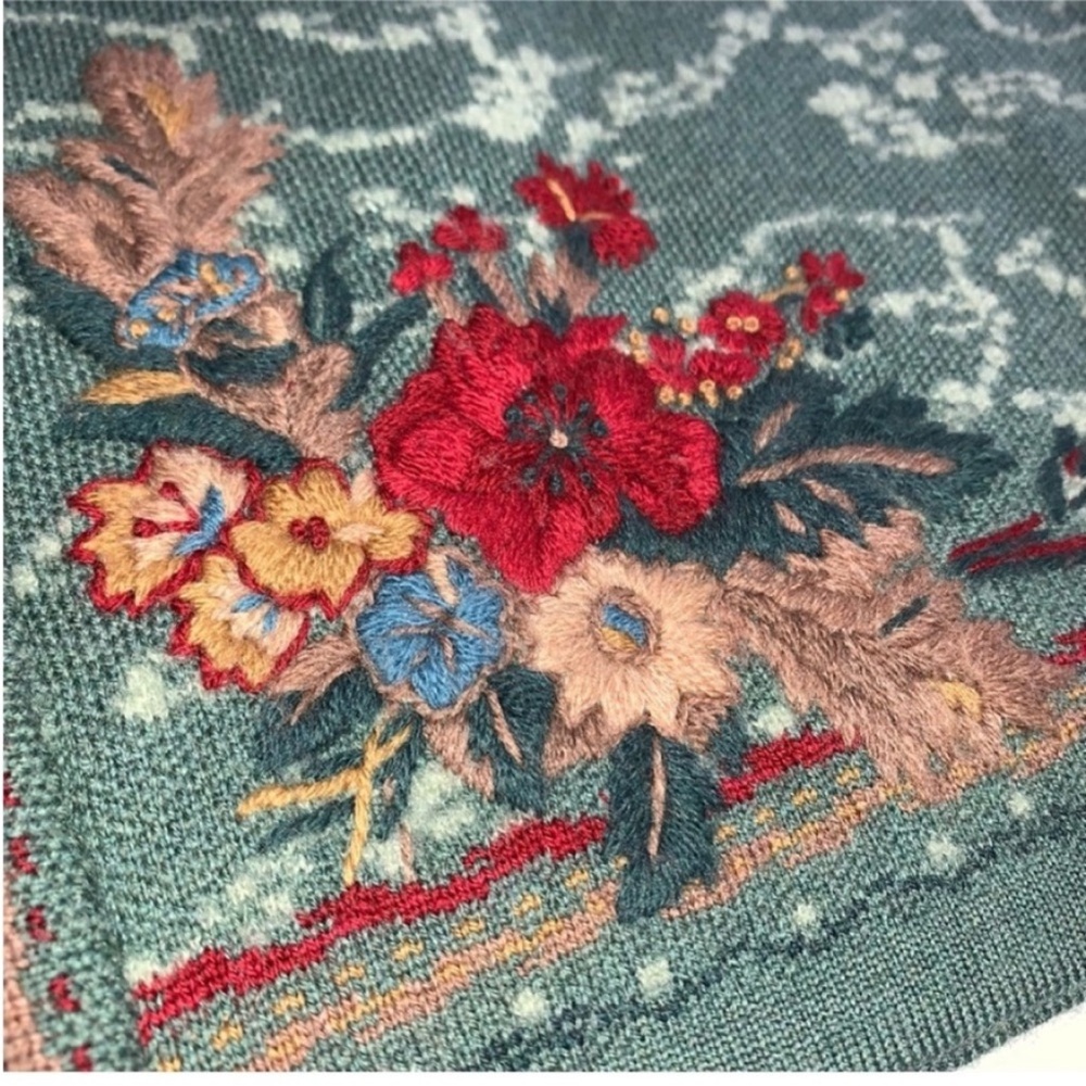 Pendleton Cardigan Sweater Vintage 80’s Romantic Rose Embroidered Women’s Medium - Picture 8 of 15